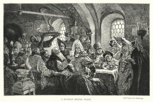 Uma festa de noiva russa (gravura) de Konstantin Egorovich Makovsky