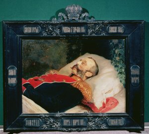 Imperador Alexandre II (1818-1881) em seu leito de morte, 1881 de Konstantin Egorovich Makovsky