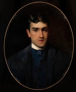 Retrato de Lucien Guitry (1860-1925) (Retrato de Lucien Guitry) - Peinture de Konstantin Yegorovich Makovsky (Constantin Makovsky) (1839-1915) huile sur toile (64x51 cm) - Colecção privee de Konstantin Egorovich Makovsky