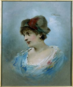 Retrato da bailarina Marie Petipa (1857-1930) (Retrato da Bailarina Marie Petitpa). Pintura de Konstantin Yegorovich Makovsky (Constantin Makovsky) (1839-1915), óleo sobre tela, cerca de 1900. Arte russa do século XX. Museu Estadual de Teatro e Mus de Konstantin Egorovich Makovsky