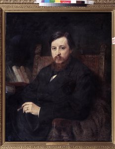 Retrato do compositor Mikhail P. Azanchevsky (Azanchevsky) (1839-1881) (Retrato do Compositor M.P.Azanchevsky). Pintura de Konstantin Yegorovich Makovsky (Constantin Makovsky) (1839-1915), óleo sobre tela de Konstantin Egorovich Makovsky