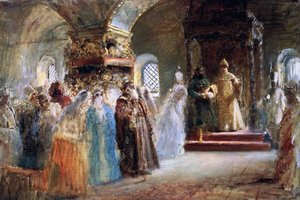 Czar Alexei Michaylovich (1629-76) escolhendo uma noiva de Konstantin Egorovich Makovsky