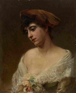 Jovem mulher em uma boina vermelha de Konstantin Egorovich Makovsky