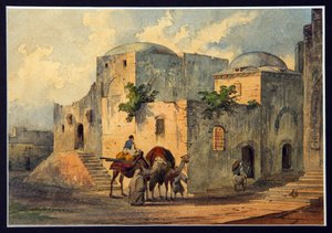Via Dolorosa (Via do Sofrimento, Via Sacra) e Casa de Pôncio Pilatos (10 aC-c. 39 dC) em Jerusalém. (Caminho das Dores e Casa de Pôncio Pilatos). Lugares mencionados na Bíblia, peregrinação para cristãos, a Via Dolorosa é o ch de Konstantin Karlovich Gerz