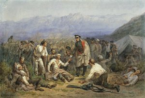 Após a batalha. Cena da guerra da Crimeia de Konstantin Nikolaevich Filippov