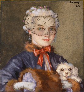 Senhora com um Cão, 1928 de Konstantin Somov