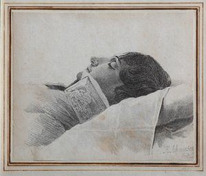 Dimitri Venevitinov 1805-1827 no leito de morte, 1827 de Konstantin Yakovlevich Afanasyev