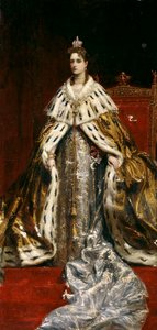 Retrato da imperatriz Alexandra Fyodorovna da Rússia 1872-1918, esposa do czar Nicolau II, década de 1890. de Konstantin Yegorovich Makovsky