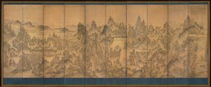Seven Jeweled Mountain, Shunman, final de 1800 (tinta e cor na seda) de Korean School