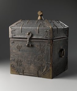 Caixa para selo oficial, última metade do século 18 (madeira com acessórios de couro e metal) de Korean School