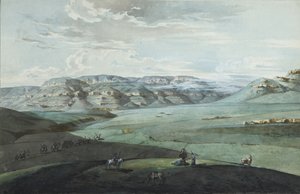 Vista das águas minerais caucasianas e da fortaleza de Kislovodsk, 1805