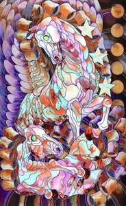 Cavalos em vitrais fantásticos de Kostyantin Malginov