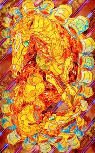 Cavalos de mosaico dourado