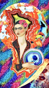 Mulher com uma coroa de flores surreal de Kostyantin Malginov
