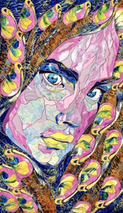 Rosto abstrato vibrante de Kostyantin Malginov