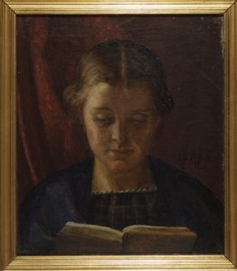 Elisabeth Zahrtmann, irmã do artista, lendo de Kristian Zahrtmann