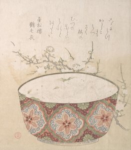 Tigela com White-Baits e Plum Blossoms, século XIX. de Kubo Shunman
