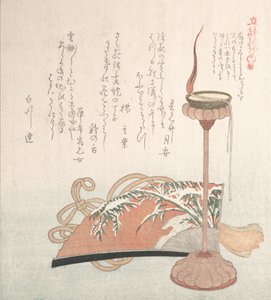 Candle-Stand e Fan, século XIX. de Kubo Shunman
