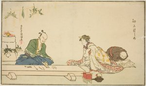 Fabricante de acessórios de espada em sua bancada de Kubo Shunman