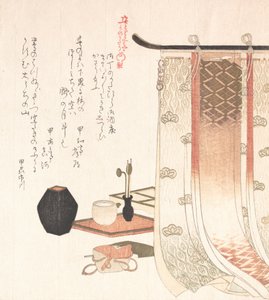 Tela e Utensílios para a Cerimônia do Incenso, século 19. de Kubo Shunman