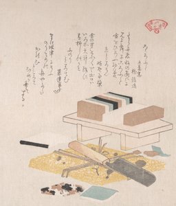Seaweed Food and Kitchen Utensils, século XIX. de Kubo Shunman