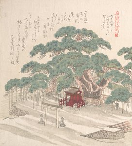 Santuário sob um grande pinheiro, século XIX. de Kubo Shunman