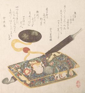 Bolsa e cachimbo de tabaco, 1813. de Kubo Shunman