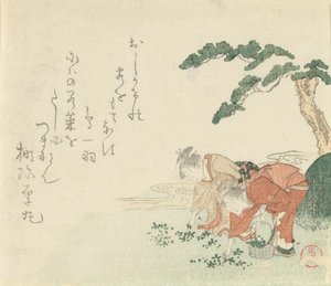 Duas raparigas coleccionam ervas de Ano Novo, 1797. de Kubo Shunman