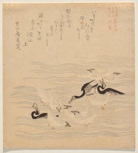 Onde os Cormorants e Gaivotas do Mar se Reuniram e Tocaram, da série Tosa Nikki de Kubo Shunman