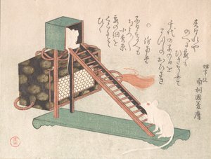 Ratos brancos a brincar, provavelmente em 1816. de Kubo Shunman