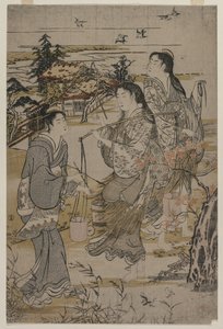 Mulheres com baldes de sal, o rio Noda Tama, na província de Mutsu, no final da década de 1780. de Kubo Shunman