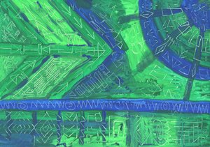 Padrões abstratos em verde e azul de Kulik
