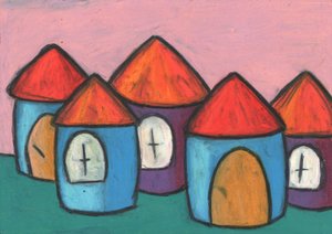 Casas coloridas e divertidas