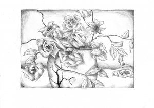 Vaso de rosas rachado de Kulik