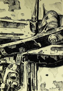Estrutura industrial sombria