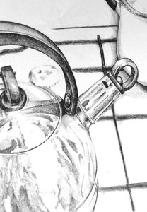 Esboço de uma chaleira de cozinha refletora de Kulik
