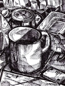 Natureza morta com caneca rústica de Kulik