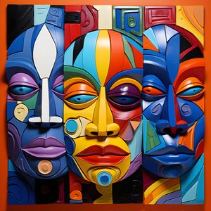 7 máscaras de cores vivas, 4 máscaras humanas Rostos 3