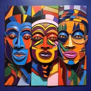 7 máscaras de cores vivas, 4 máscaras humanas Rostos 4