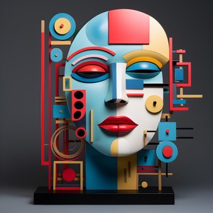 Uma escultura 3D de um belo rosto humano 2