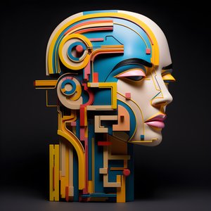 Uma escultura 3D de um belo rosto humano 3
