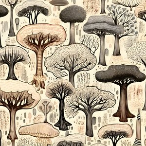 Secções de tronco de árvore, clipart boho, padrão de desenho boho, tronco boho 4
