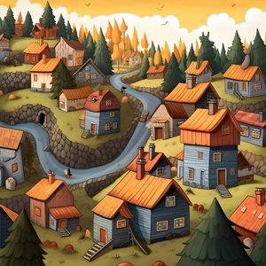 Imagem de casas em estilo de banda desenhada 3
