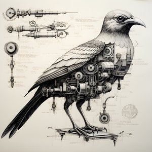 Projeto de pássaro mecânico a vapor de Da Vinci 1