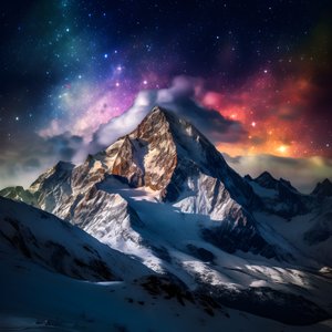 Os picos cobertos de neve dos Alpes brilham como um arco-íris na noite 2 de Kurt Heppke