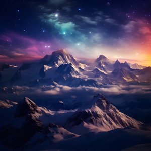 Os picos cobertos de neve dos Alpes brilham como um arco-íris na noite 4
