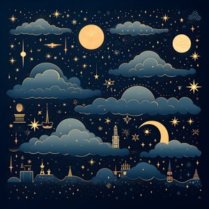 Esta é uma coleção de ilustrações de fantasia isoladas dos elementos do céu 1