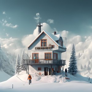 Uma casa com um boné de esqui 2