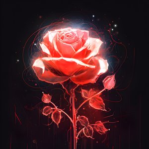 Esboço de uma rosa vermelha a desabrochar, com apenas uma pétala e algumas linhas de pormenor 1