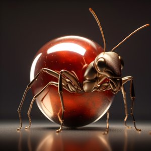 Uma formiga castanha sobe para uma maçã gigante 2